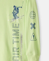 Boys Skiing Long-Sleeve Graphic Tee - Green