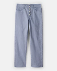 Girls Button-Front Straight Leg Pants - Grey