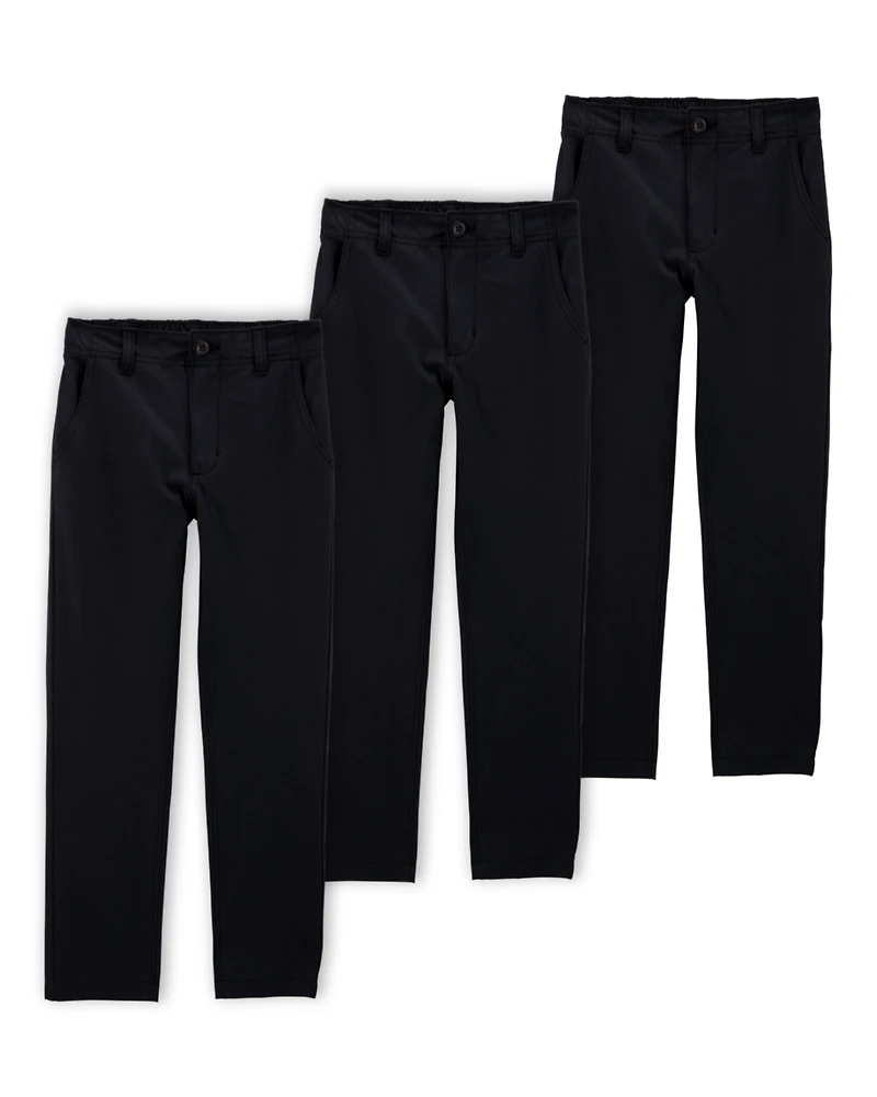 Kid 3-Pack Active Pull-On Uniform Pants - Black