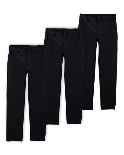 Kid 3-Pack Active Pull-On Uniform Pants - Black