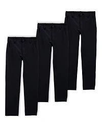 Kid 3-Pack Active Pull-On Uniform Pants - Black