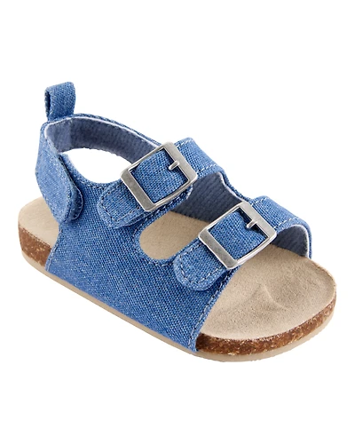 Baby Chambray Buckle Faux Cork Sandals
