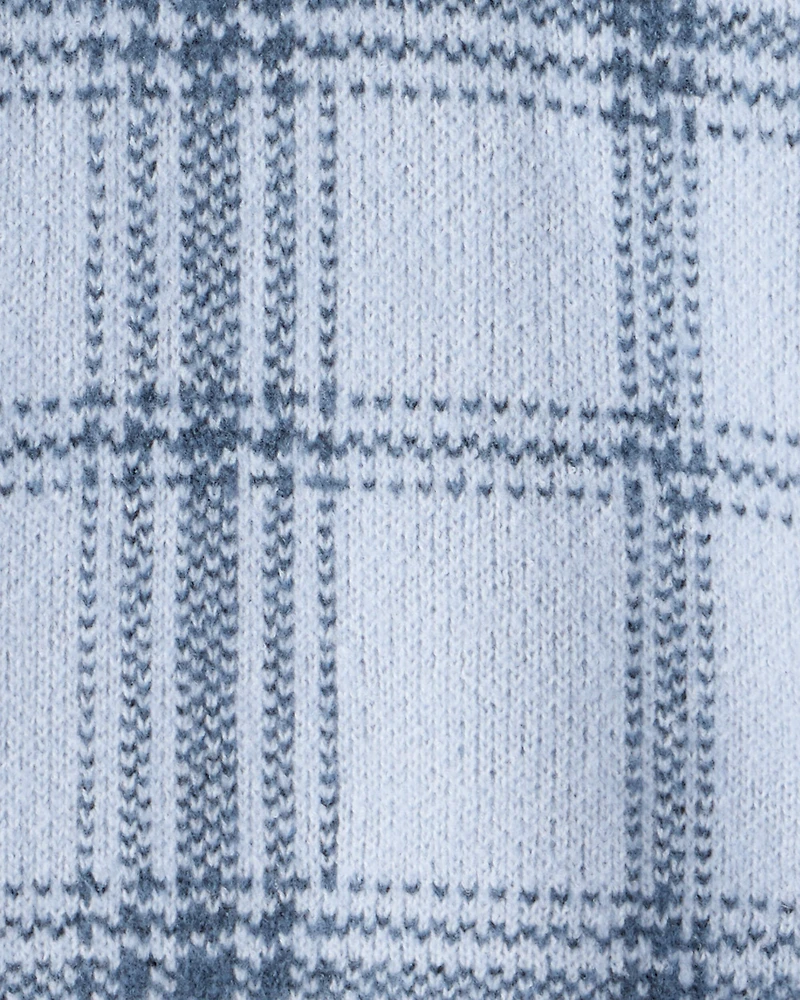 Girls Plaid Sweater - Blue