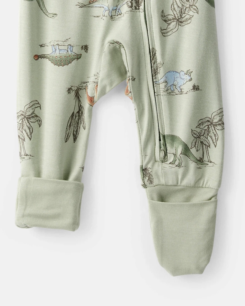 Baby Boy Dinosaur Print PurelySoft Long-Sleeve Sleep & Play Pajamas - Green