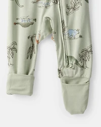 Baby Boy Dinosaur Print PurelySoft Long-Sleeve Sleep & Play Pajamas - Green