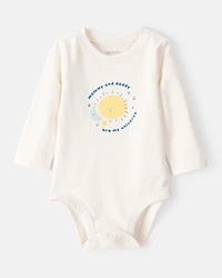 Baby "Mommy & Daddy Are My Universe" Cotton Long-Sleeve Graphic Bodysuit - Ivory
