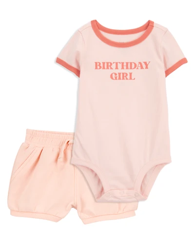 Baby 2-Piece Birthday Girl Bodysuit & Short Set