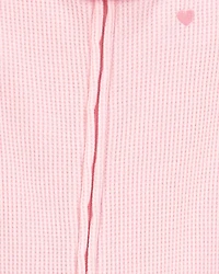 Baby Girl Heart Waffle Knit Footie 1-Piece Pajamas - Pink