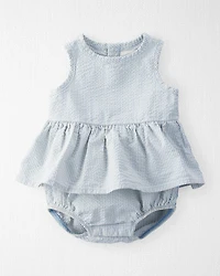 Baby Organic Cotton Seersucker Sunsuit