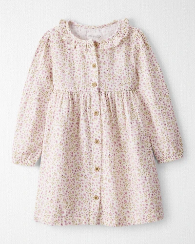 Toddler Girl Organic Cotton Dress in Botanic Muse Print