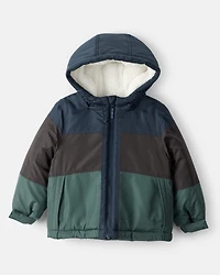 Toddler Boy Color Block Hooded Puffer Jacket
