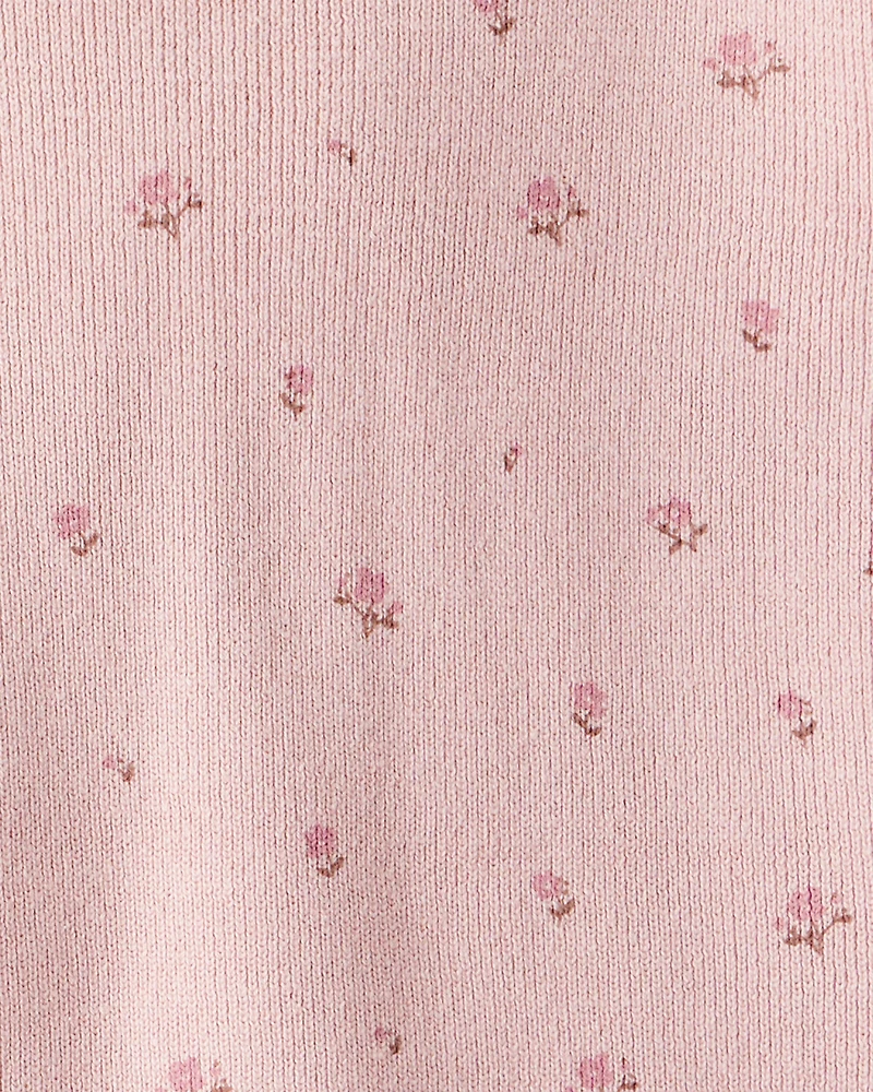 Toddler Girl 2-Piece Organic Cotton Sweater Knit Set in Blush Petals Print