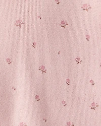 Toddler Girl 2-Piece Organic Cotton Sweater Knit Set in Blush Petals Print