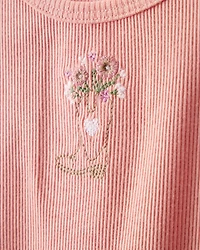 Baby Girl Cowgirl Boot Cotton Short-Sleeve Top - Pink