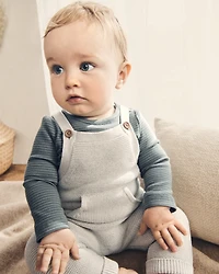Baby Organic Cotton Sweater Knit Overalls Heather Grey