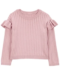 Baby Ribbed Long-Sleeve Sweater - Pink