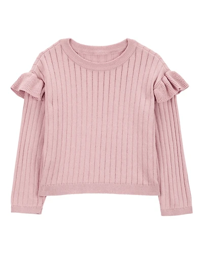 Baby Ribbed Long-Sleeve Sweater - Pink