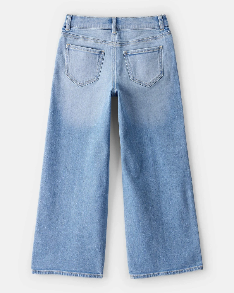 Girls Denim Wide-Leg Jeans - Light Wash
