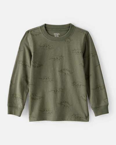 Toddler Boy Dinosaur Print Long-Sleeve Tee - Green
