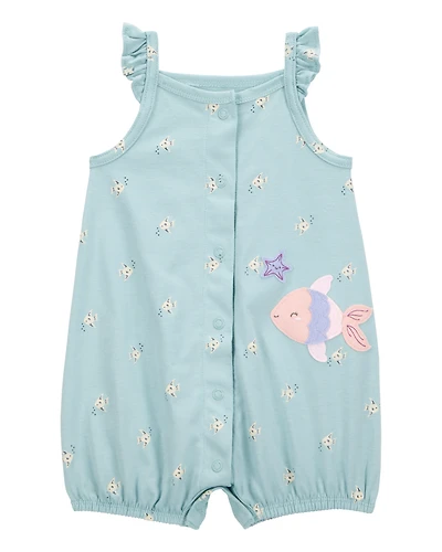 Baby Girl Blue 1-Piece Star Print Romper