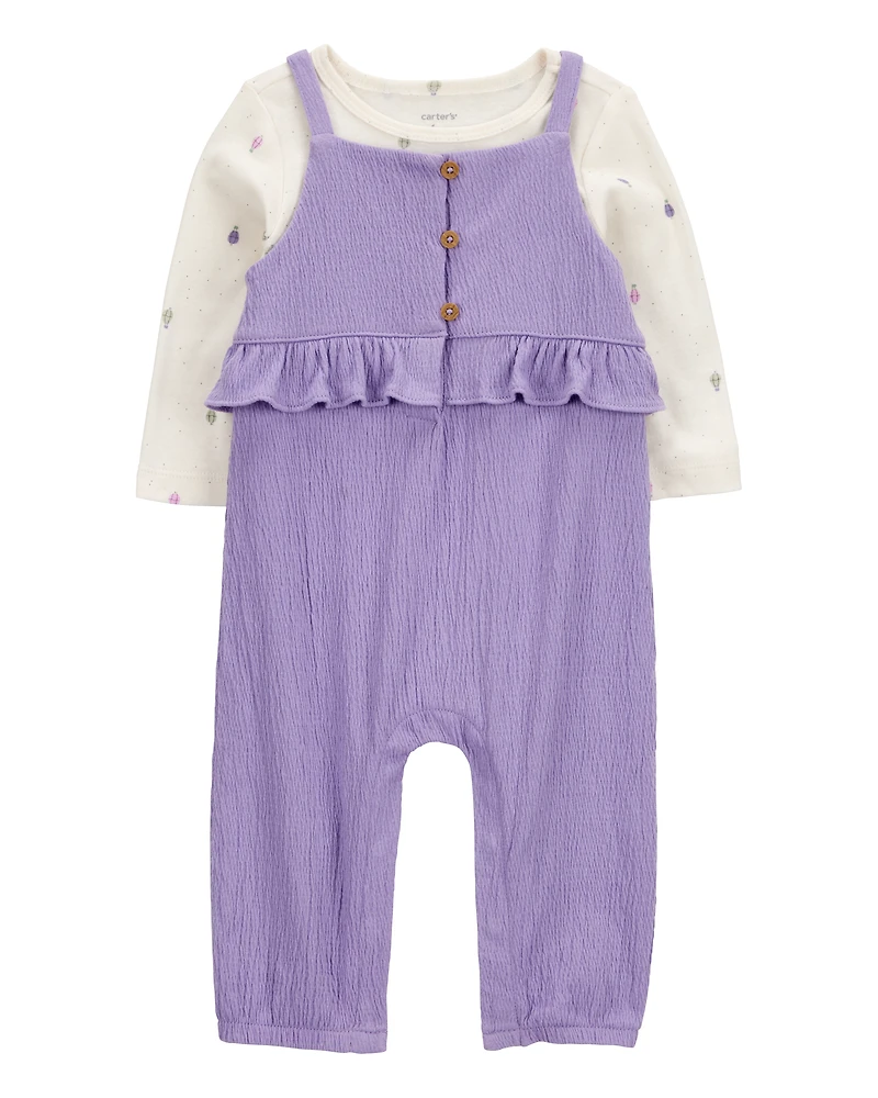 Baby 2-Piece Long-Sleeve Tee & Coverall Set - Purple