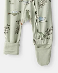 Baby Boy Dinosaur Print PurelySoft Long-Sleeve Sleep & Play Pajamas - Green