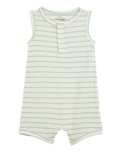 Baby Boy Striped PurelySoft Romper - Green