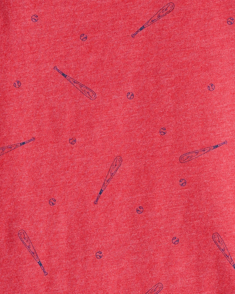 Toddler Boy Baseball Print Short-Sleeve Tee - Red