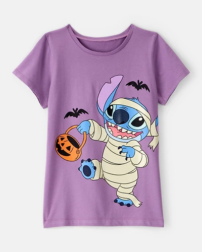 Girls Glow-In-The-Dark Halloween Disney© Lilo & Stitch Mummy Short-Sleeve Graphic Tee - Purple