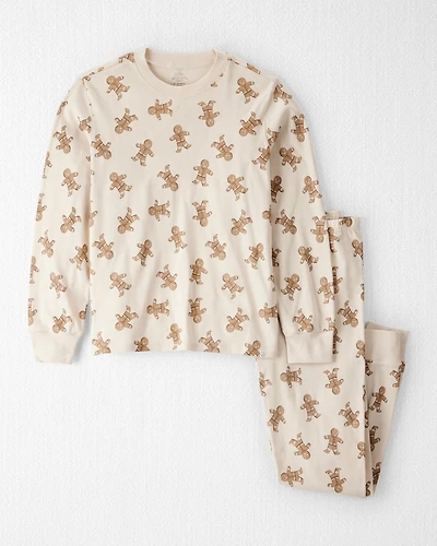 Adult Organic Cotton Pajamas Set Gingerbread Man Print