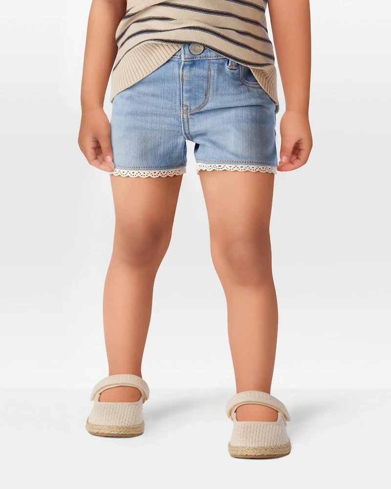 Toddler Eyelet Hem Iconic Denim Short - Daytona Wash