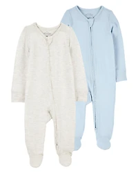 Baby 2-Pack Zip-Up PurelySoft Sleep & Play Pajamas