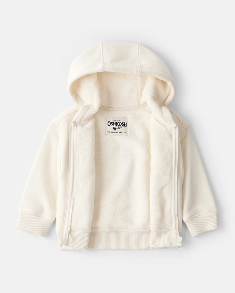 Baby Girl Hooded Zip-Up Jacket - Cream