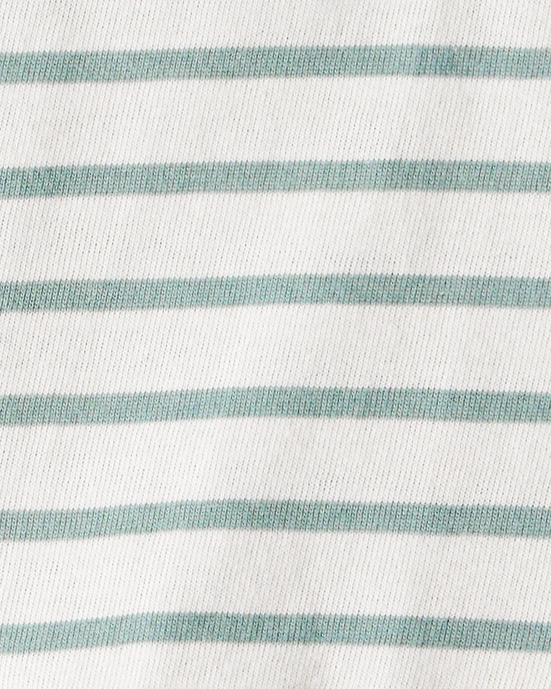 Baby Girl Striped Short-Sleeve Peplum Top - White/Green