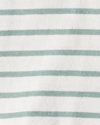 Baby Girl Striped Short-Sleeve Peplum Top - White/Green