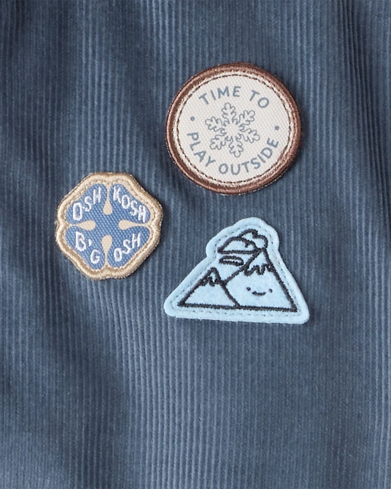 Toddler Boy Corduroy Sherpa-Hooded Fashion Jacket - Blue
