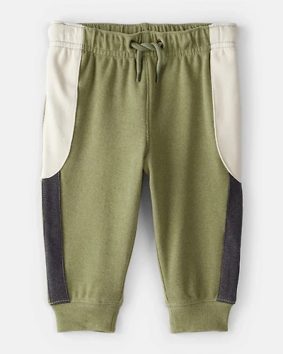 Baby Boy Colorblock Joggers - Green/White