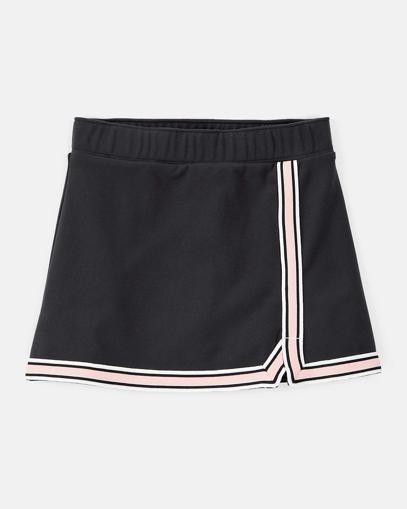 Girls 2-Piece Jersey Tee & Active Skort Set - White/Black