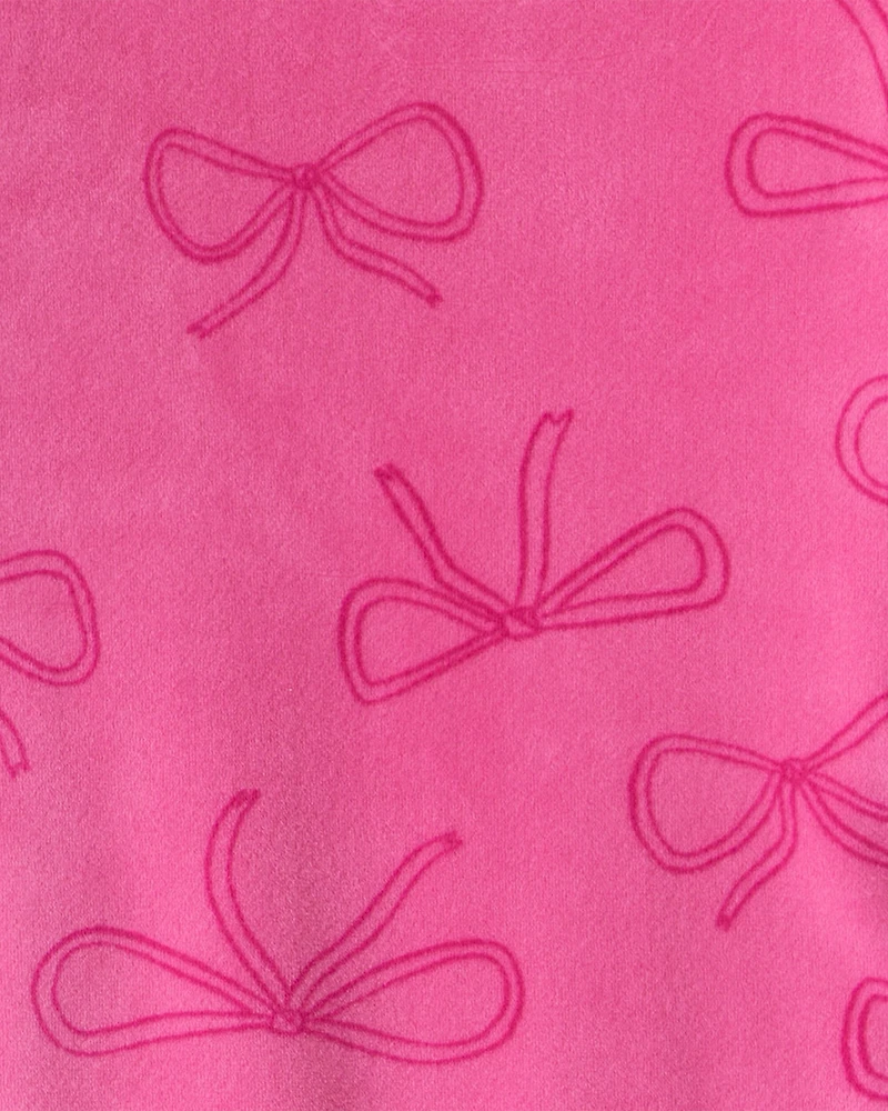 Toddler Girl Bow Print DreamPlush Long-Sleeve Snug Fit 2-Piece Pajamas - Pink