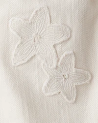 Toddler Girl Embroidered Cotton Long-Sleeve Dress - White