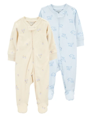Baby 2-Pack Print 2-Way Zip Sleep & Play Pajamas