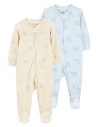 Baby 2-Pack Print 2-Way Zip Sleep & Play Pajamas