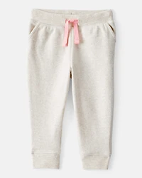 Baby Girl Solid Fleece Drawstring Joggers - Oatmeal