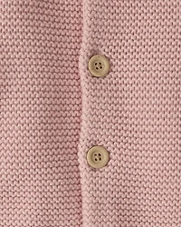 Baby Organic Signature Stitch Cardigan Rose