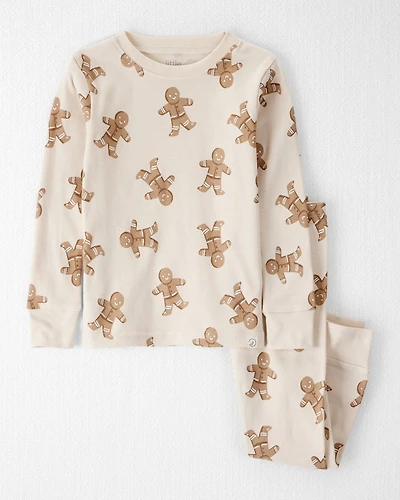 Toddler Organic Cotton Pajamas Set in Gingerbread Man Print