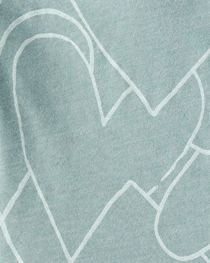 Baby Girl Heart Print Short-Sleeve Peplum Top - Green