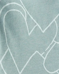 Baby Girl Heart Print Short-Sleeve Peplum Top - Green