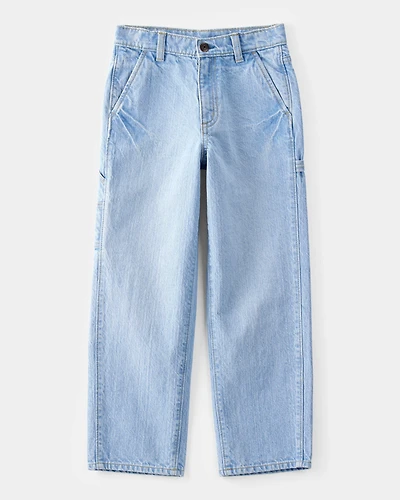 Boys Baggy Iconic Denim Carpenter Pants - Faded Wash