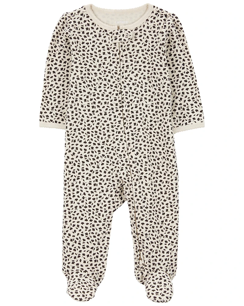 Baby Girl Floral 2-Way Zip Cotton Sleep & Play Pajamas