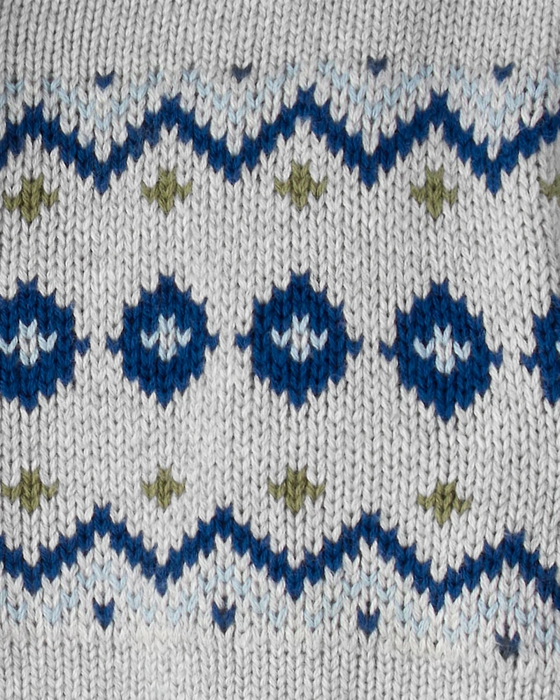 Toddler Boy Organic Cotton Fair Isle Sweater Knit Jacket